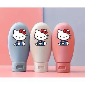 Hello Kitty 3 Pc Travel Toiletry Bottle Set Refillable Leak‑Proof Squeeze